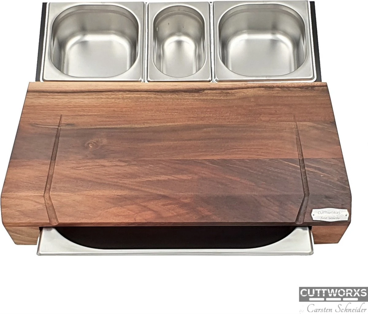 Cuttworxs Notenhouten Snijplank Large Met Sap Geul En Geïntegreerde Opvangbak