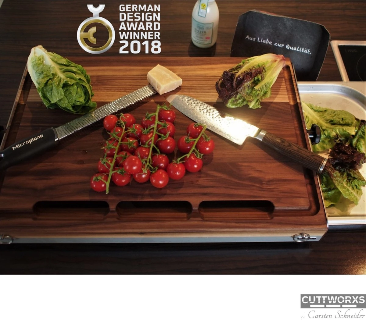 Cuttworxs Notenhouten Snijplank XL Met Sap Geul En Geïntegreerde Opvangbak - Image 2