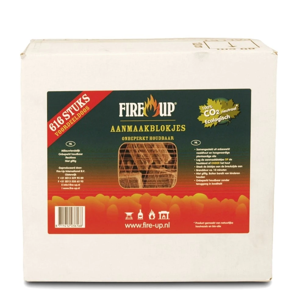 FireUp Aanmaak Blokjes Bruin Circa 616 Stuks / Voordeelverpakking